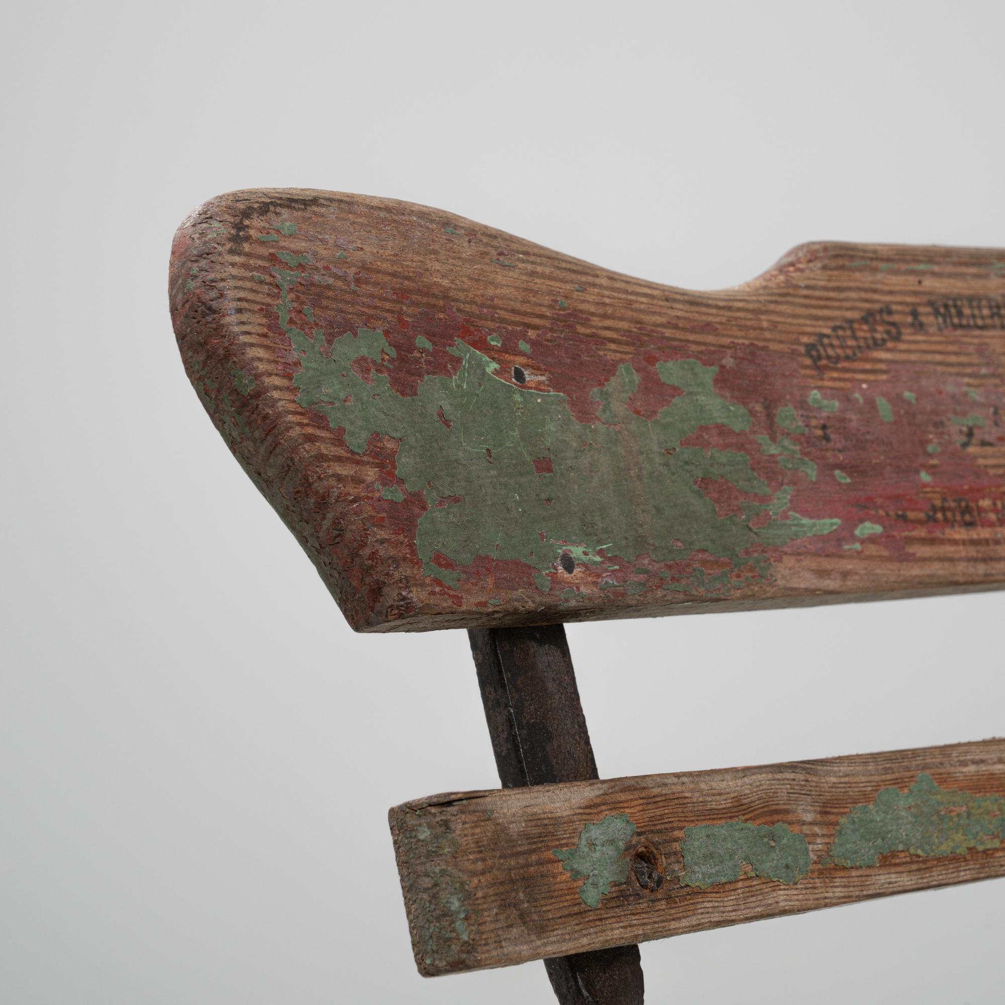 1900s Belgian Set Of Four Metal & Wooden Garden Chairs For Sale 2