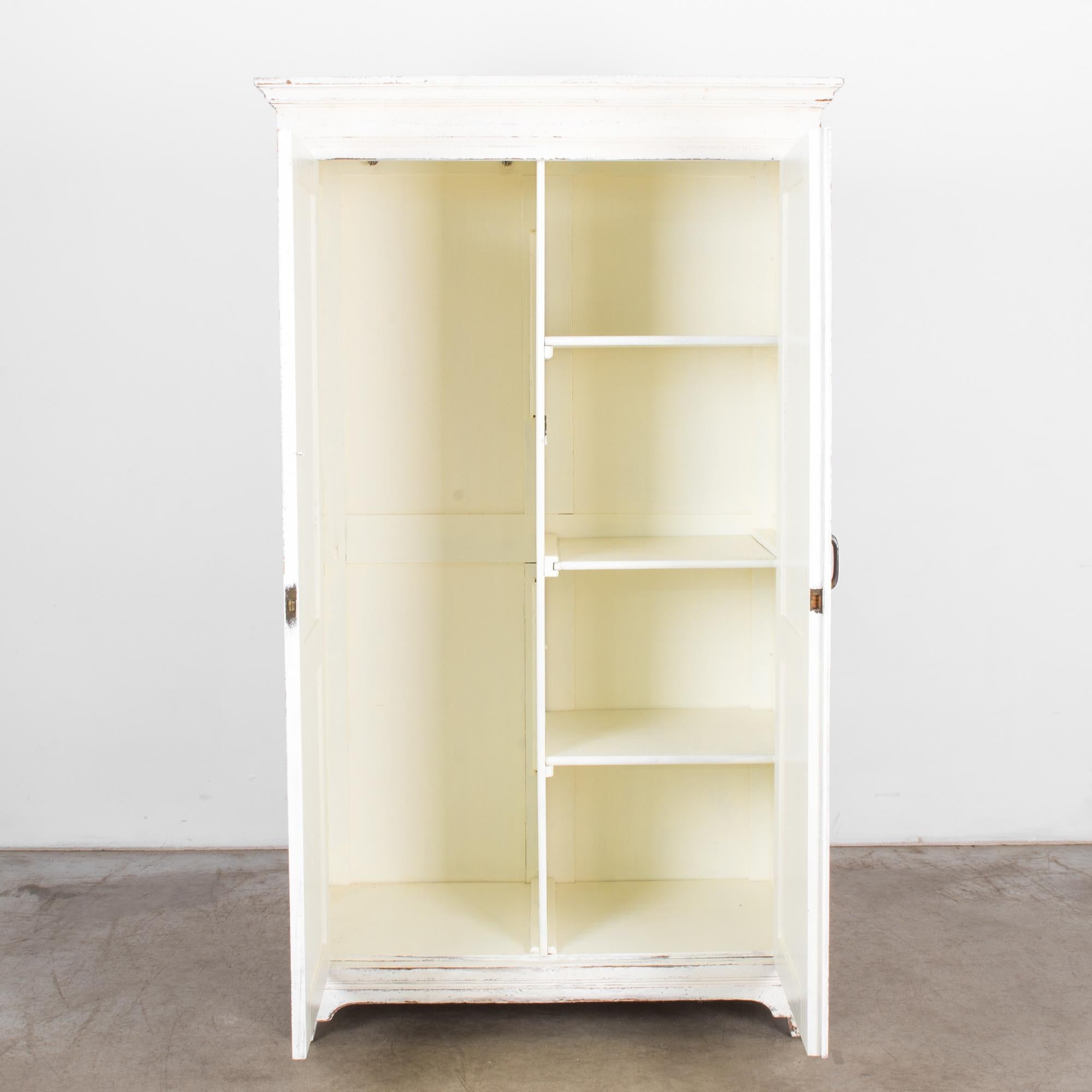 French Provincial 1900s Belgian White Wooden Armoire