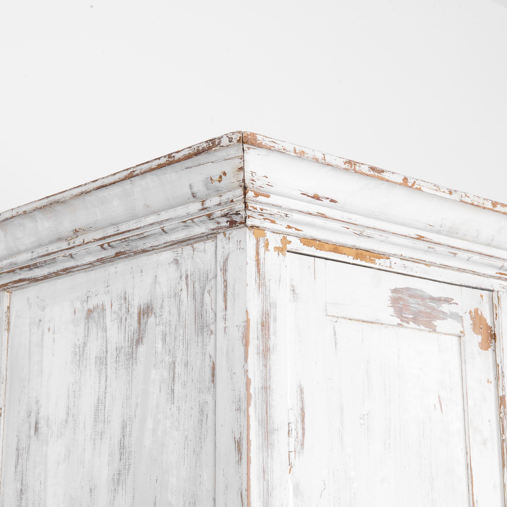 Softwood 1900s Belgian White Wooden Armoire
