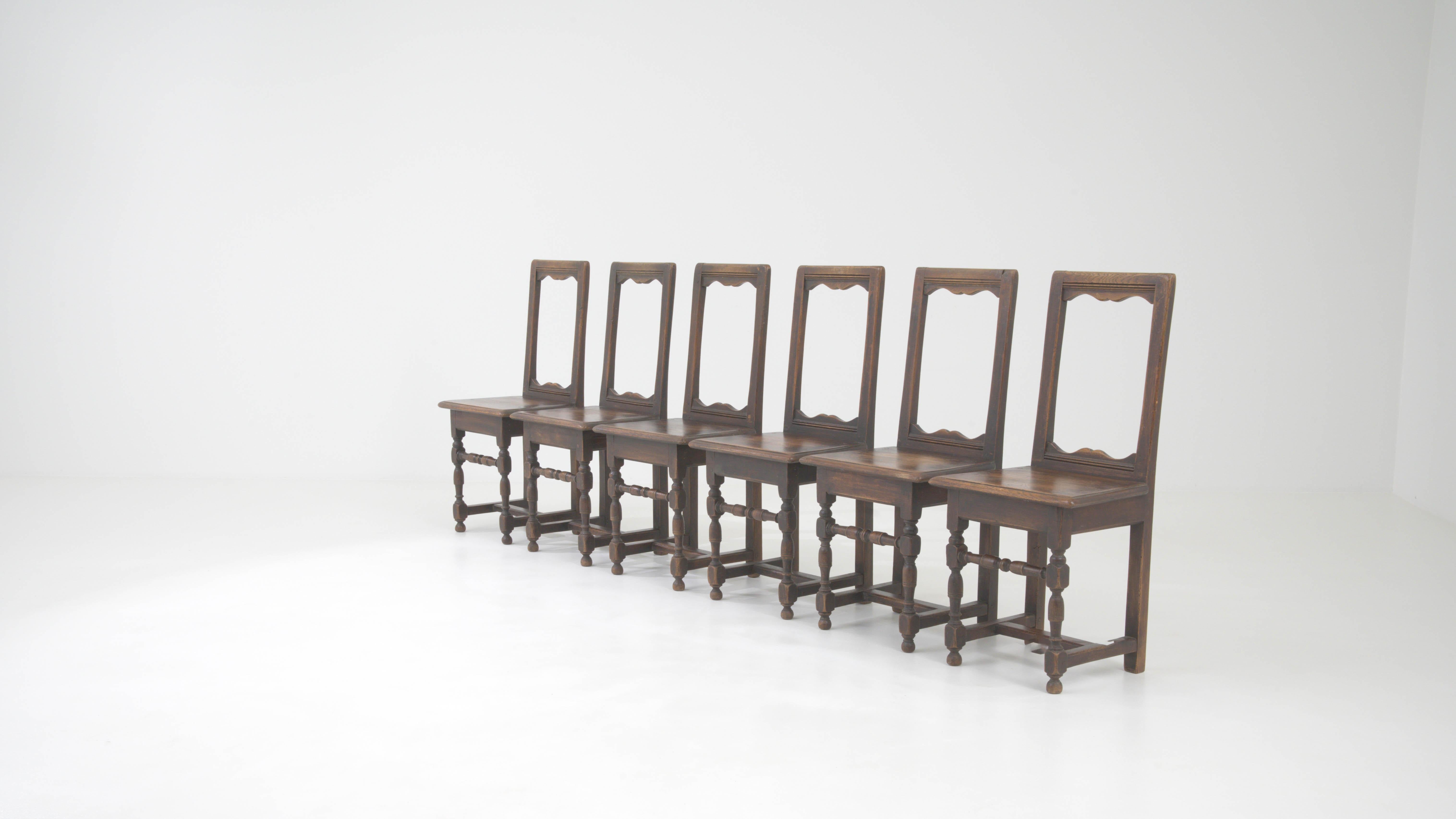 1900s Belgian Wooden Dining Chairs, Set of 6 For Sale 7
