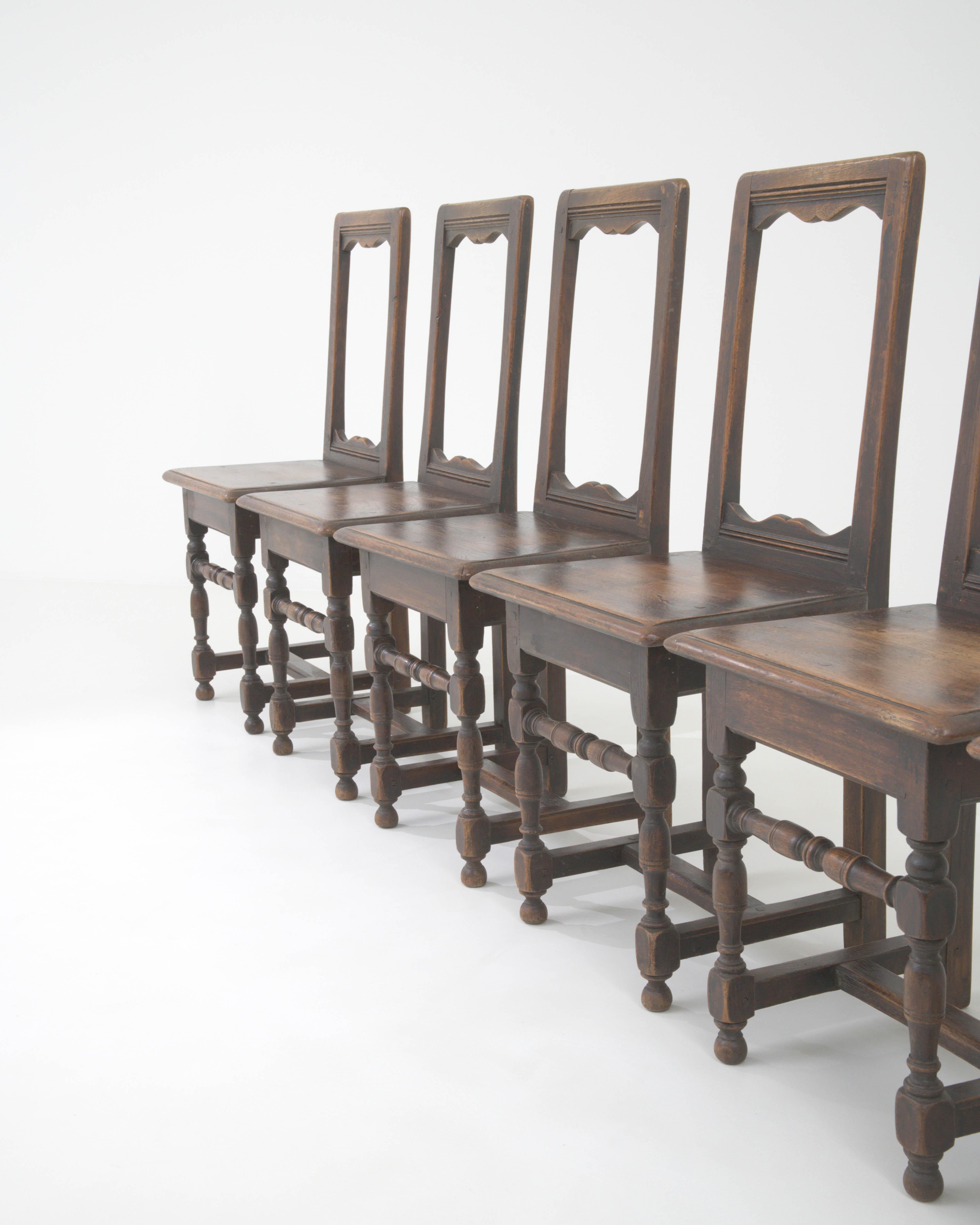 1900s Belgian Wooden Dining Chairs, Set of 6 For Sale 8