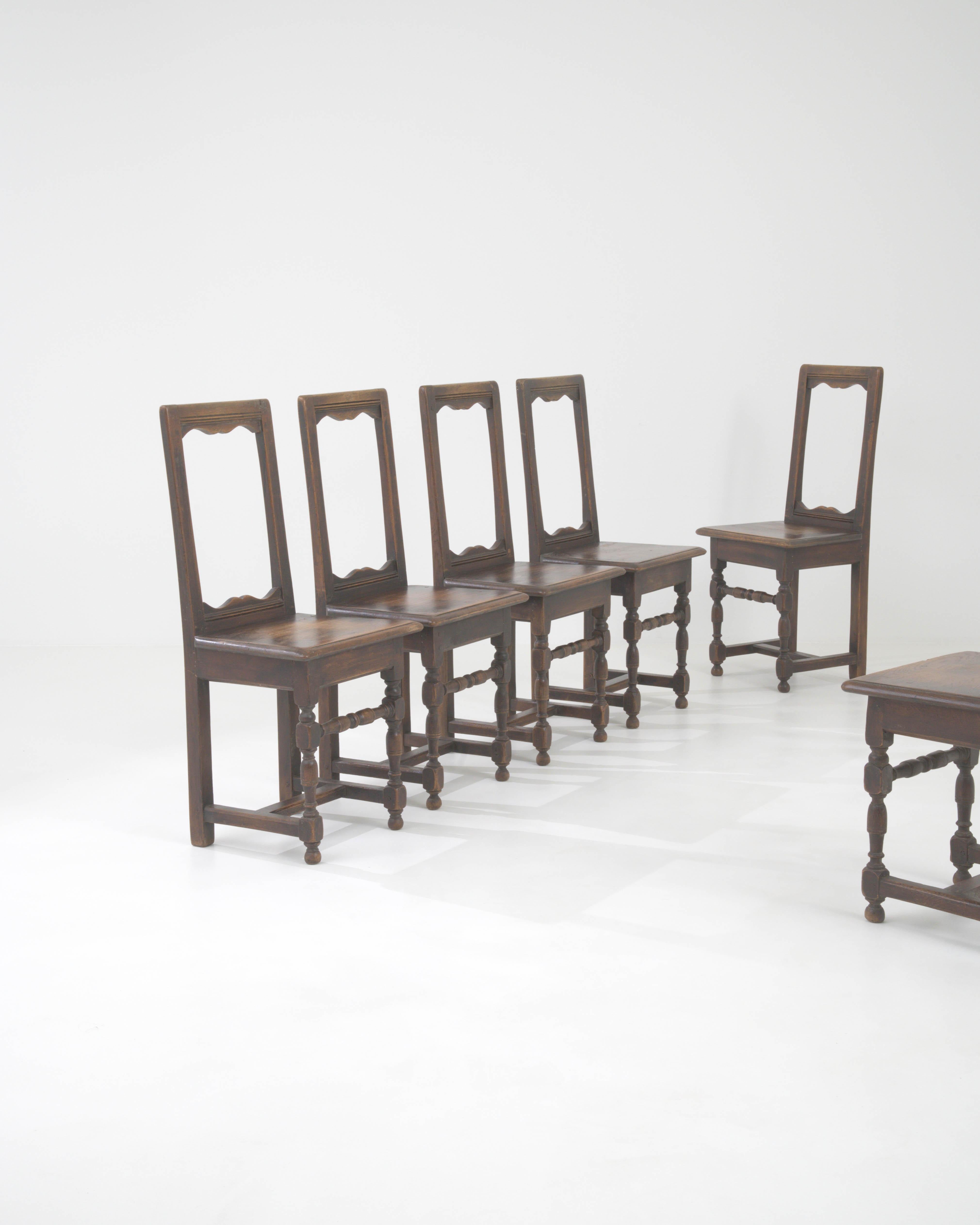20th Century 1900s Belgian Wooden Dining Chairs, Set of 6 For Sale