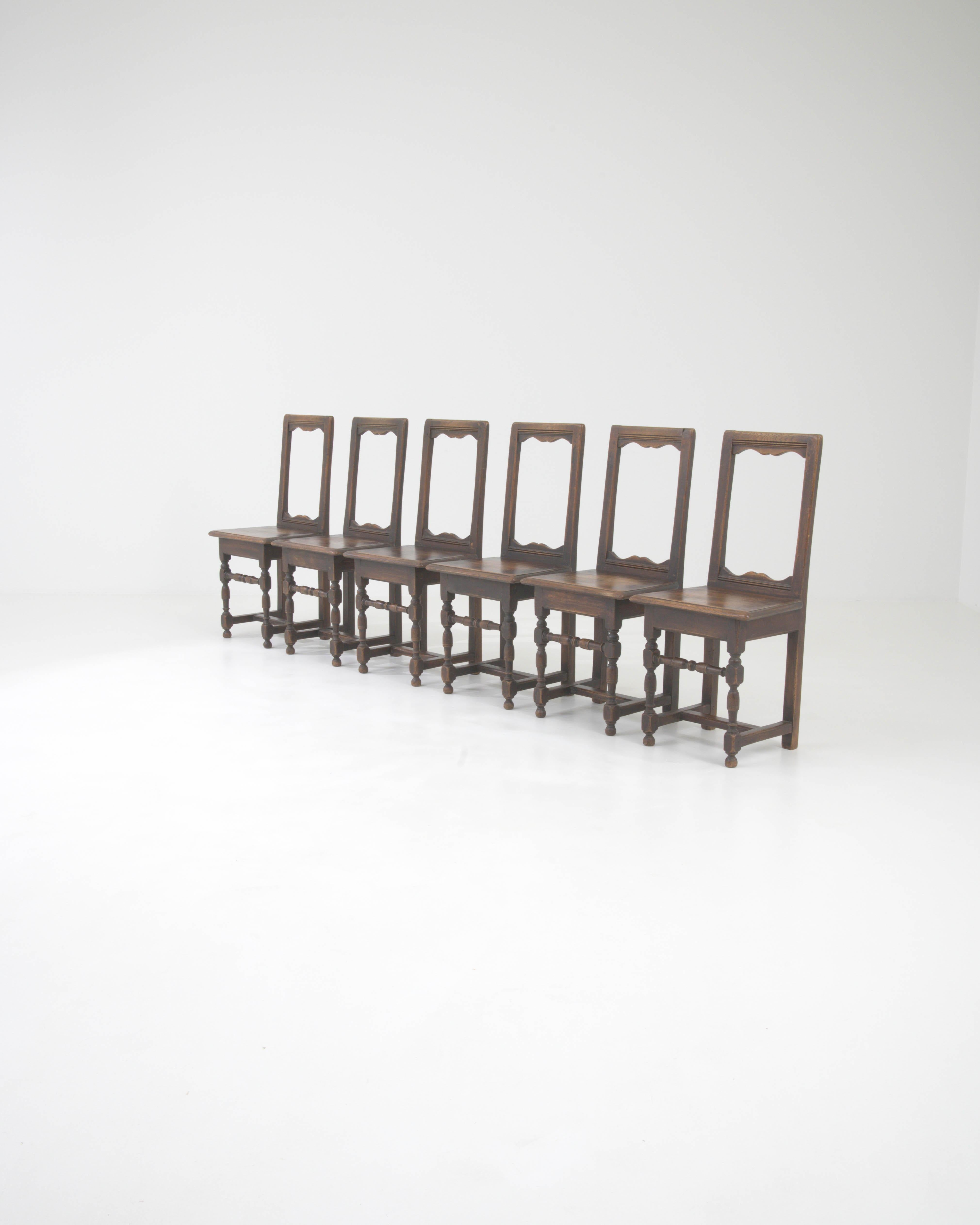 1900s Belgian Wooden Dining Chairs, Set of 6 For Sale 5