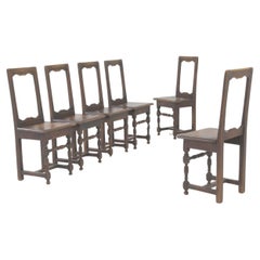 Used 1900s Belgian Wooden Dining Chairs, Set of 6