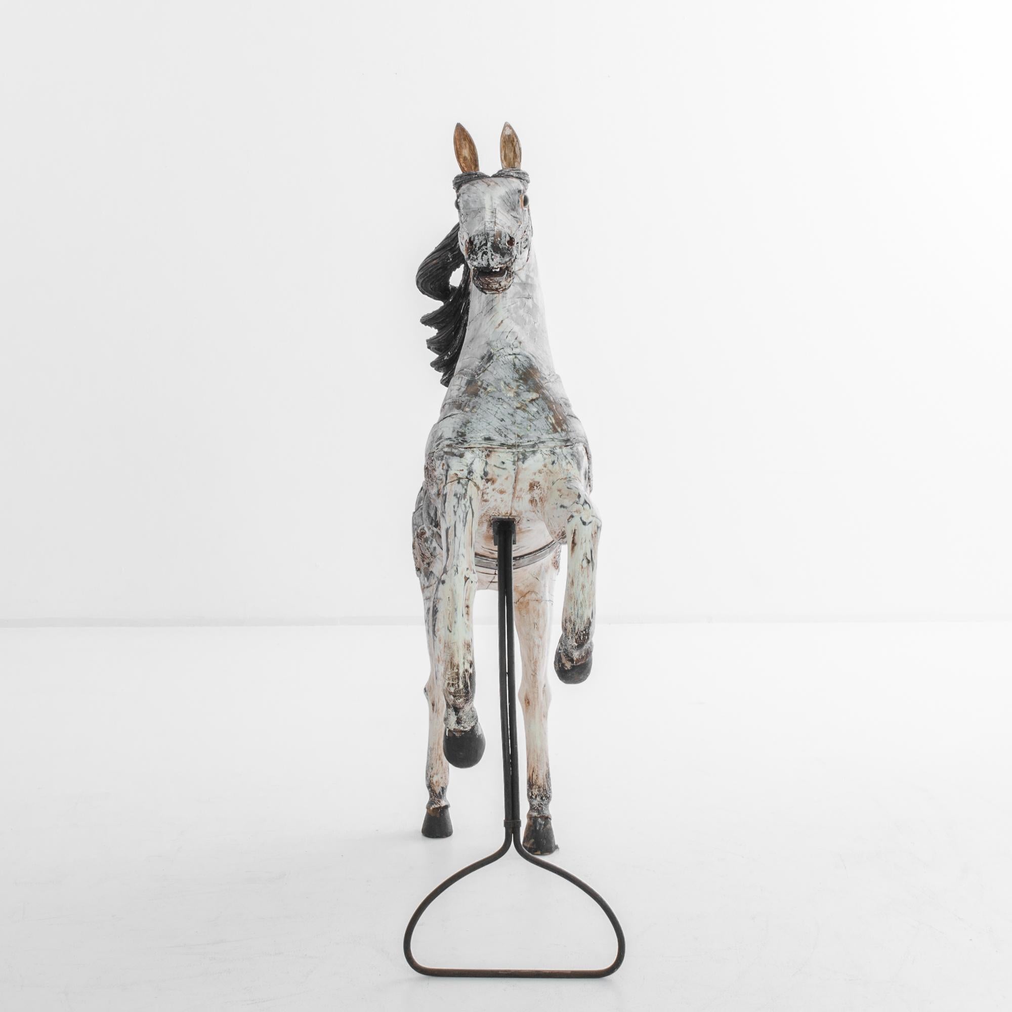 1900s Belgian Wooden Horse on Stand 1
