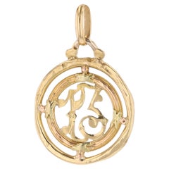 1900s Belle Epoque 18 Karat Yellow And Green Gold Number 13 Pendant