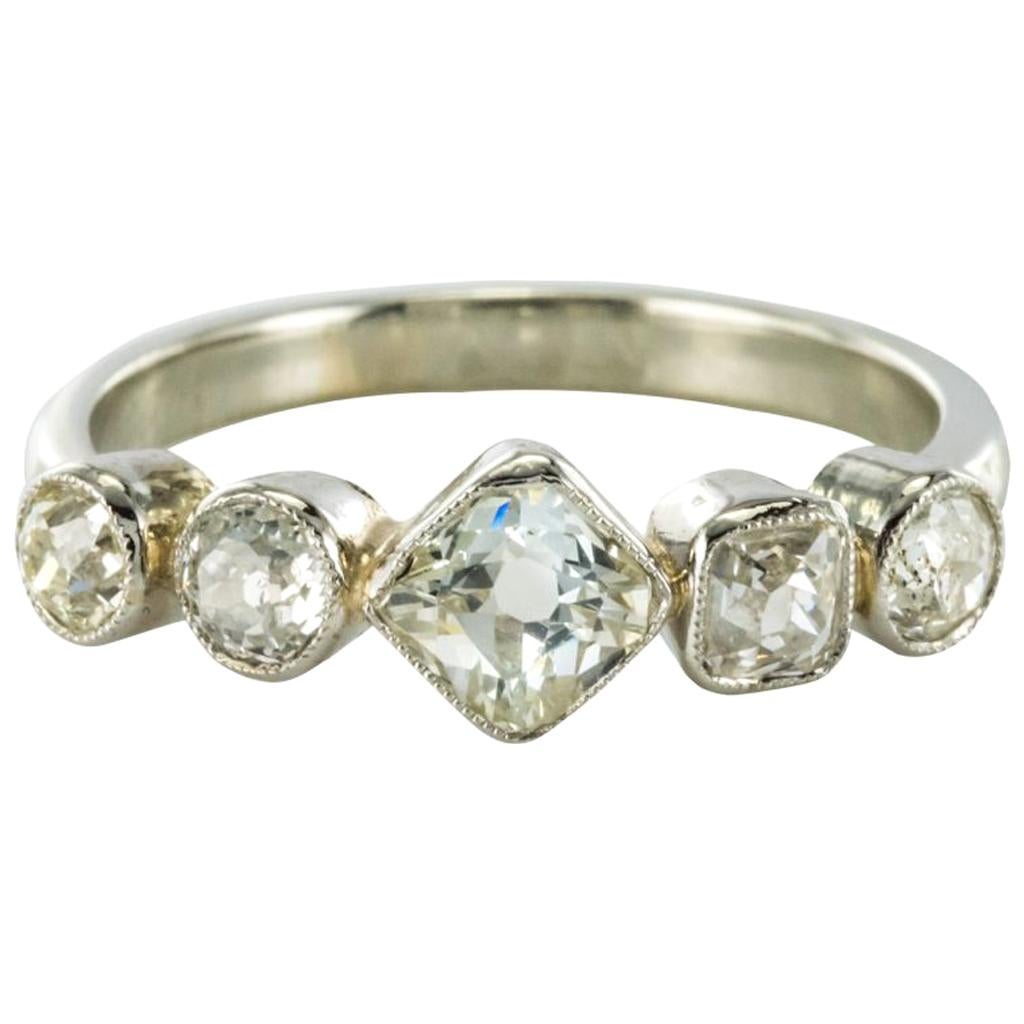 1900s Belle Époque Diamond Platinum and White Gold Band Ring