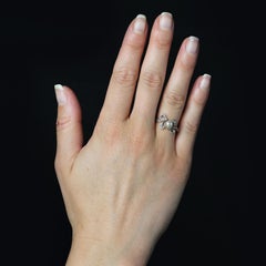 1900s Belle Epoque Fine Pearl Diamonds 18 Karat Yellow Gold Platinum Ring