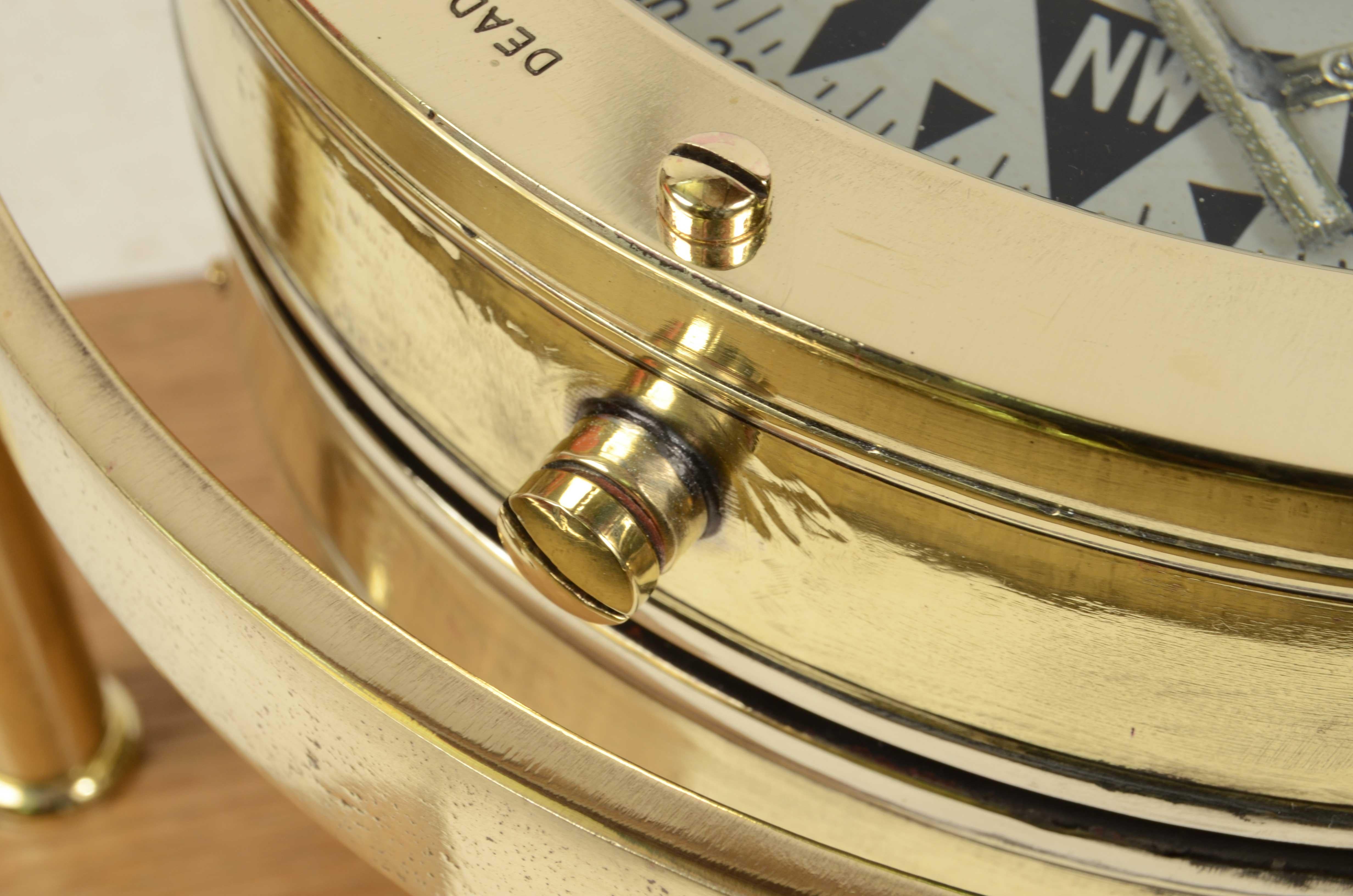 1900s, Big Magnetic Brass  Nautical Compass Antique Marine Navigation Device 10