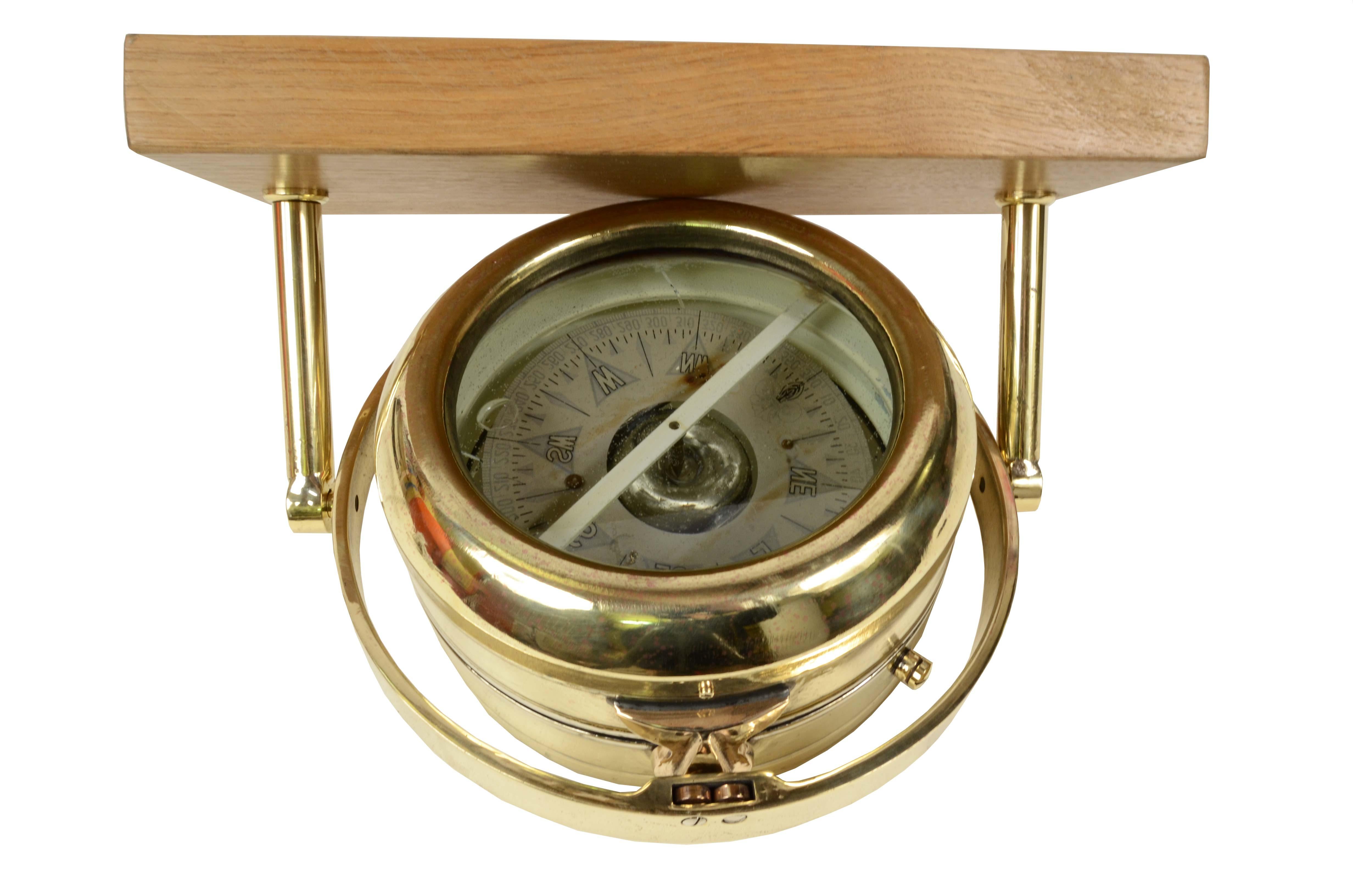 1900s, Big Magnetic Brass  Nautical Compass Antique Marine Navigation Device 2