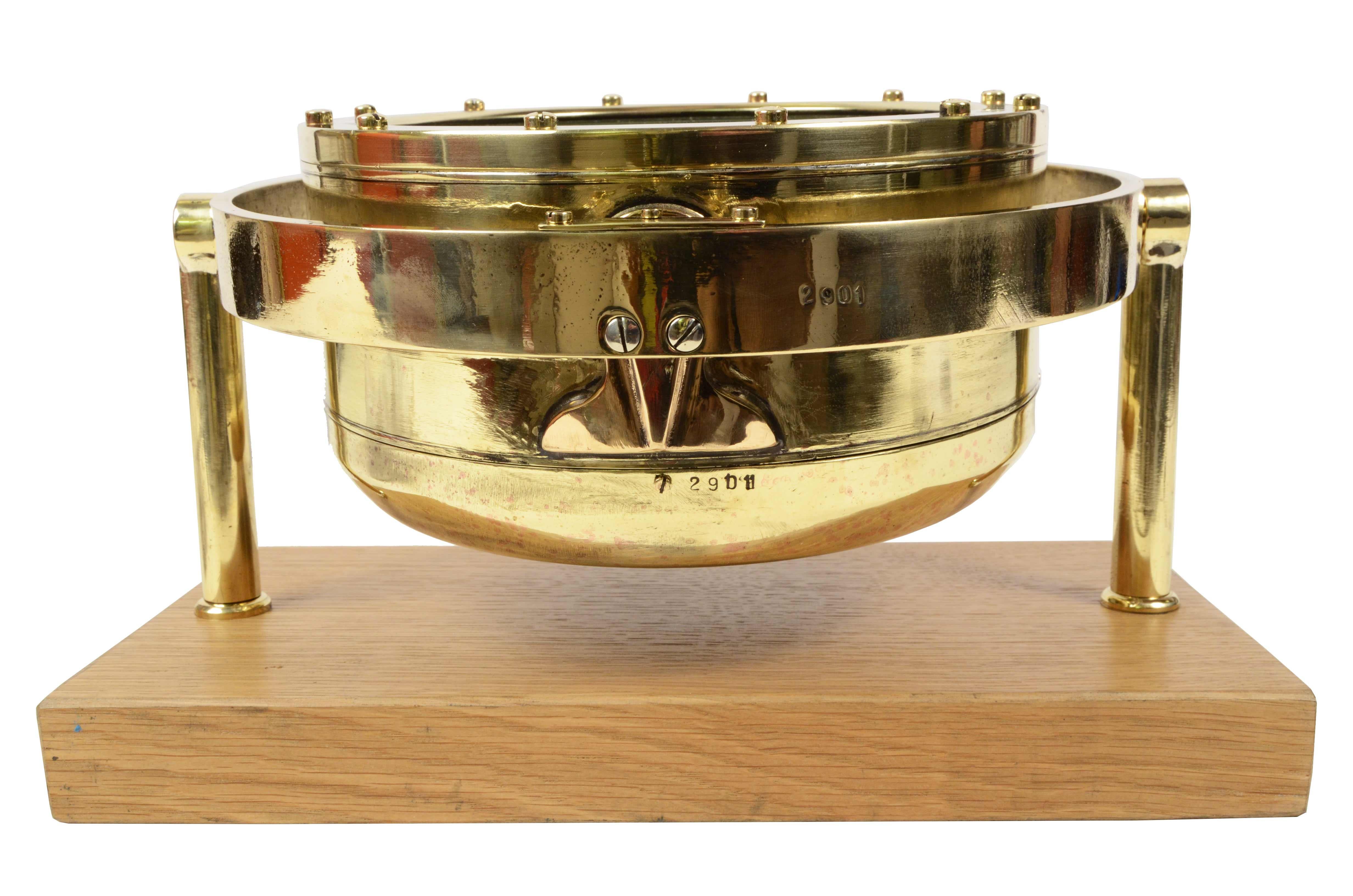 1900s, Big Magnetic Brass  Nautical Compass Antique Marine Navigation Device 4