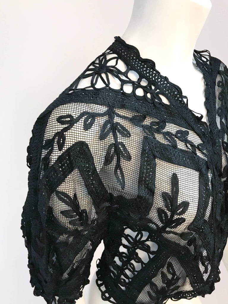 Black Lace Mesh Bolero, 1900s For Sale at 1stDibs | bolero mesh