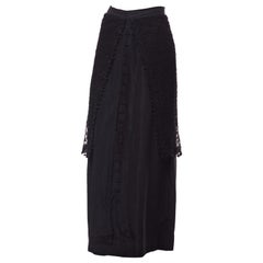 Edwardian Black Silk & Lace Border Embroidered Skirt