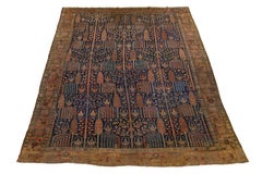 1900s Blue Antique Persian Bakshaish Wool Rug Handmade with Allover Design