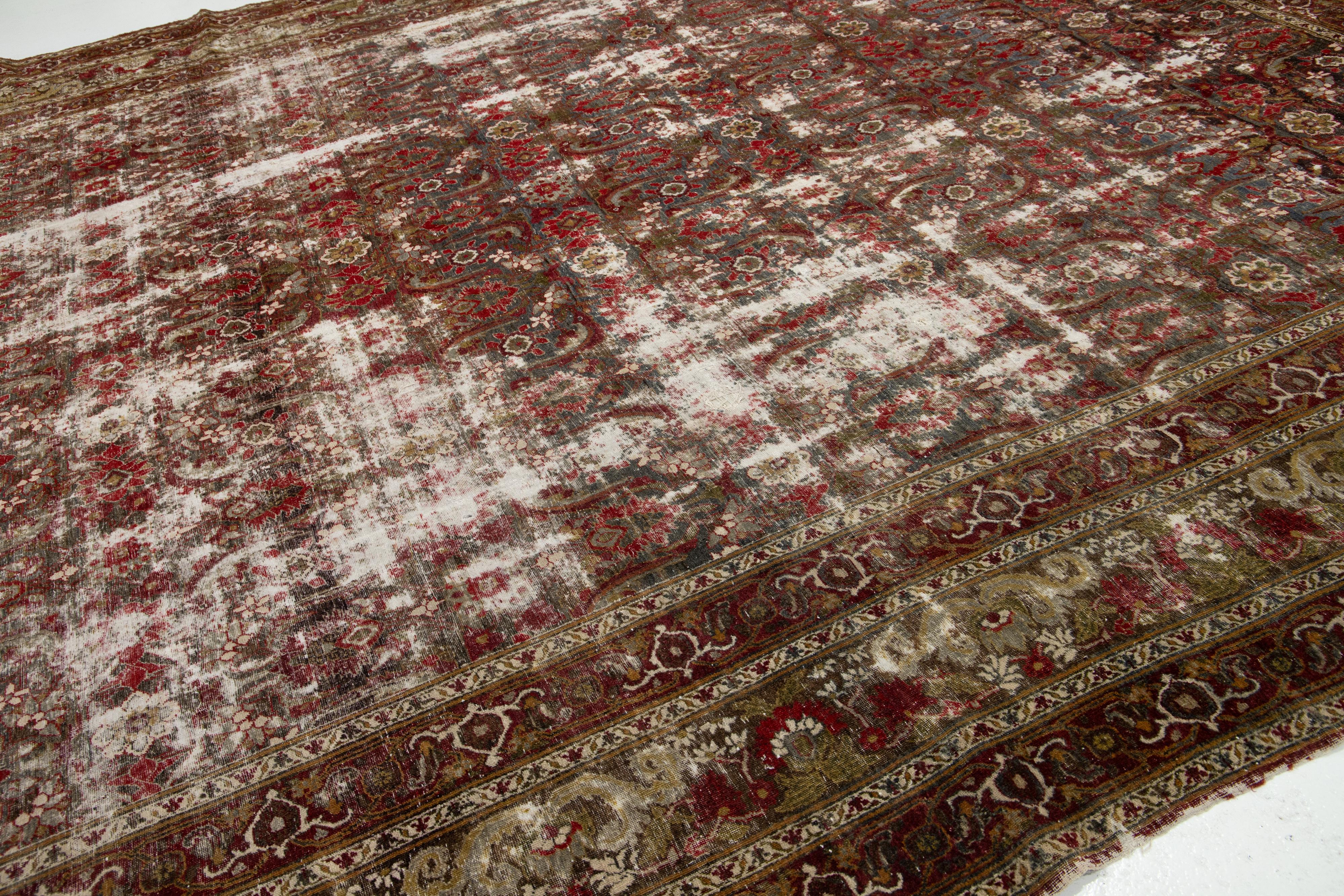 Perse Tapis persan Mahal ancien bleu des années 1900 avec motif sur toute sa surface en vente