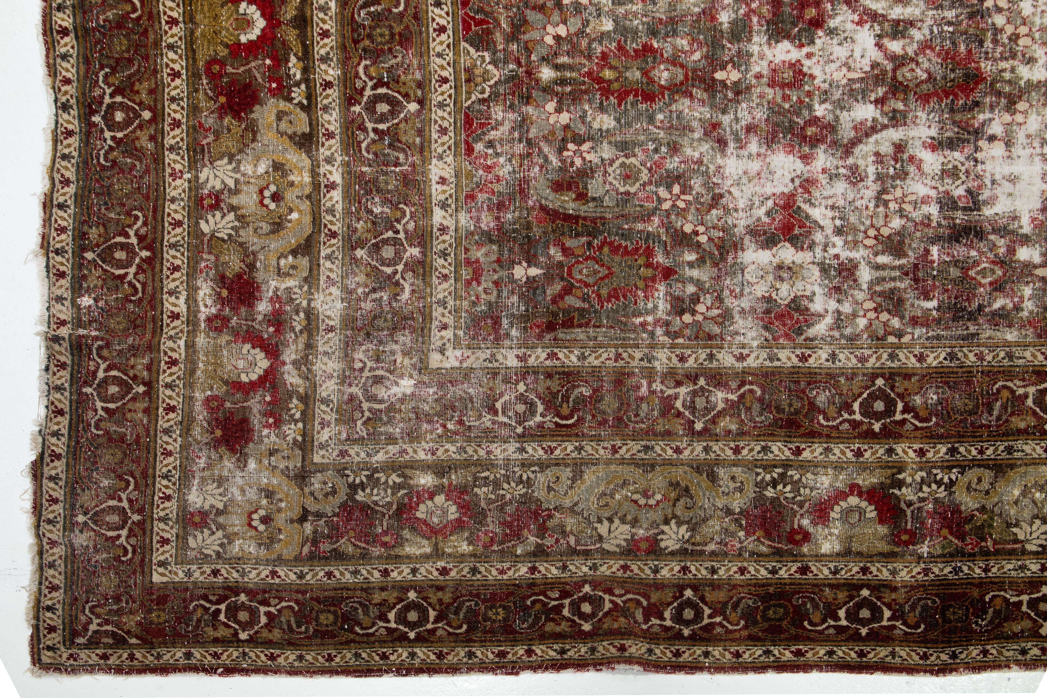 20ième siècle Tapis persan Mahal ancien bleu des années 1900 avec motif sur toute sa surface en vente