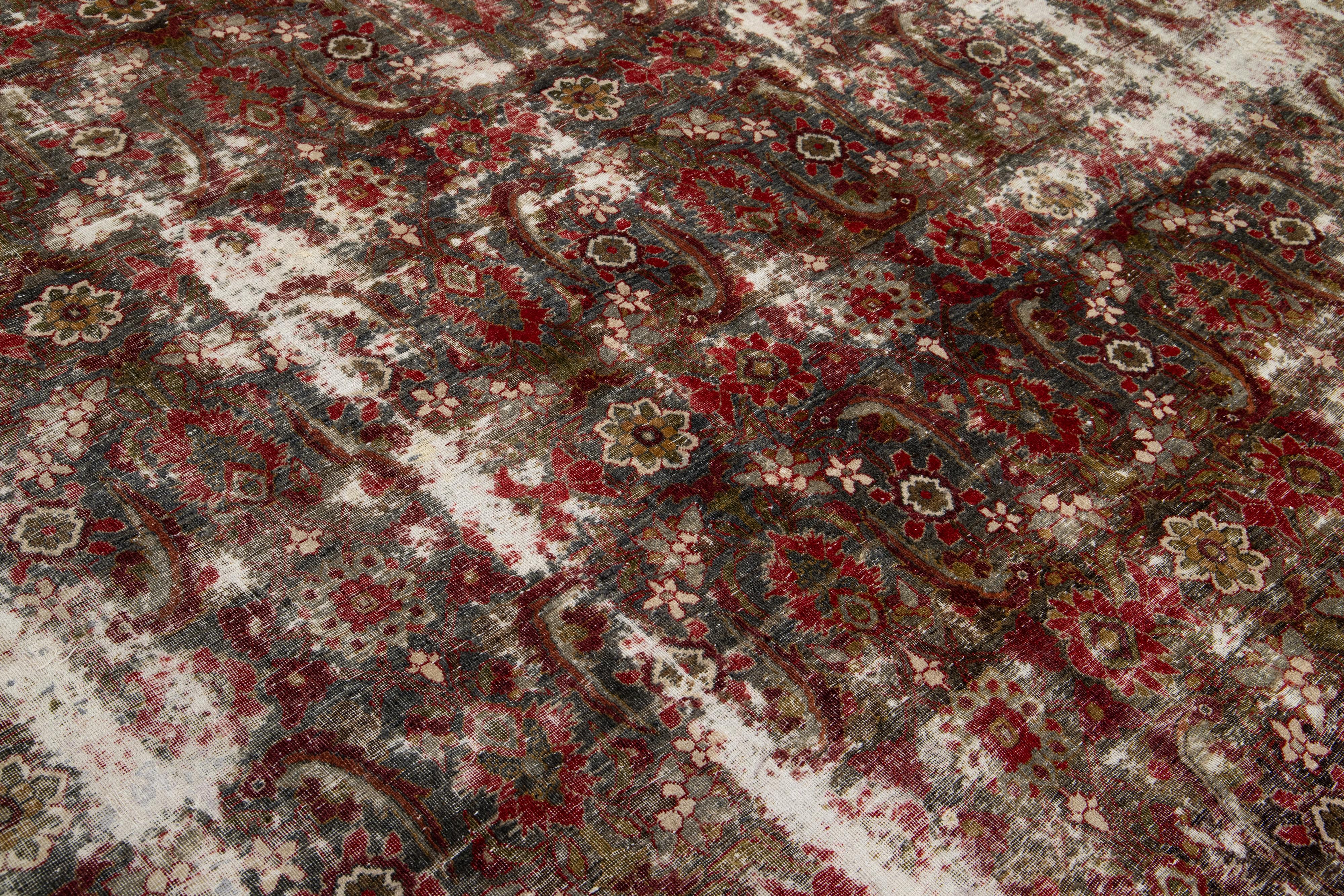 Tapis persan Mahal ancien bleu des années 1900 avec motif sur toute sa surface en vente 1