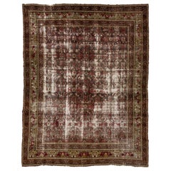1900s blau antike persische Mahal Wollteppich mit Allover-Muster