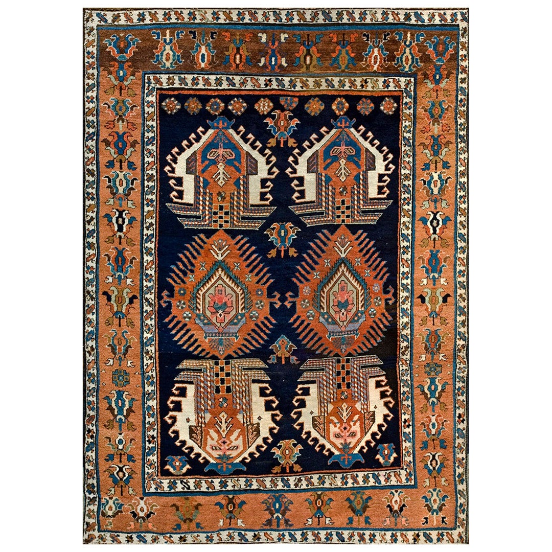 1900s Blue Large Scale Tribal Antique NW Persian Shahsavan Rug 5
 x 6
10" Carpet For Sale