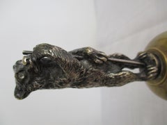 1900s Brass Bell With Silver Pleated Bear