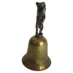 Vintage 1900s Brass Bell With Silver Pleated Bear