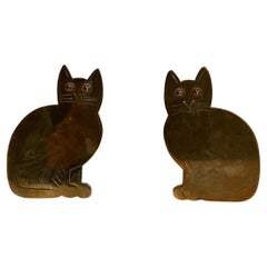 Antique 1900's brass "Cat" Booksends