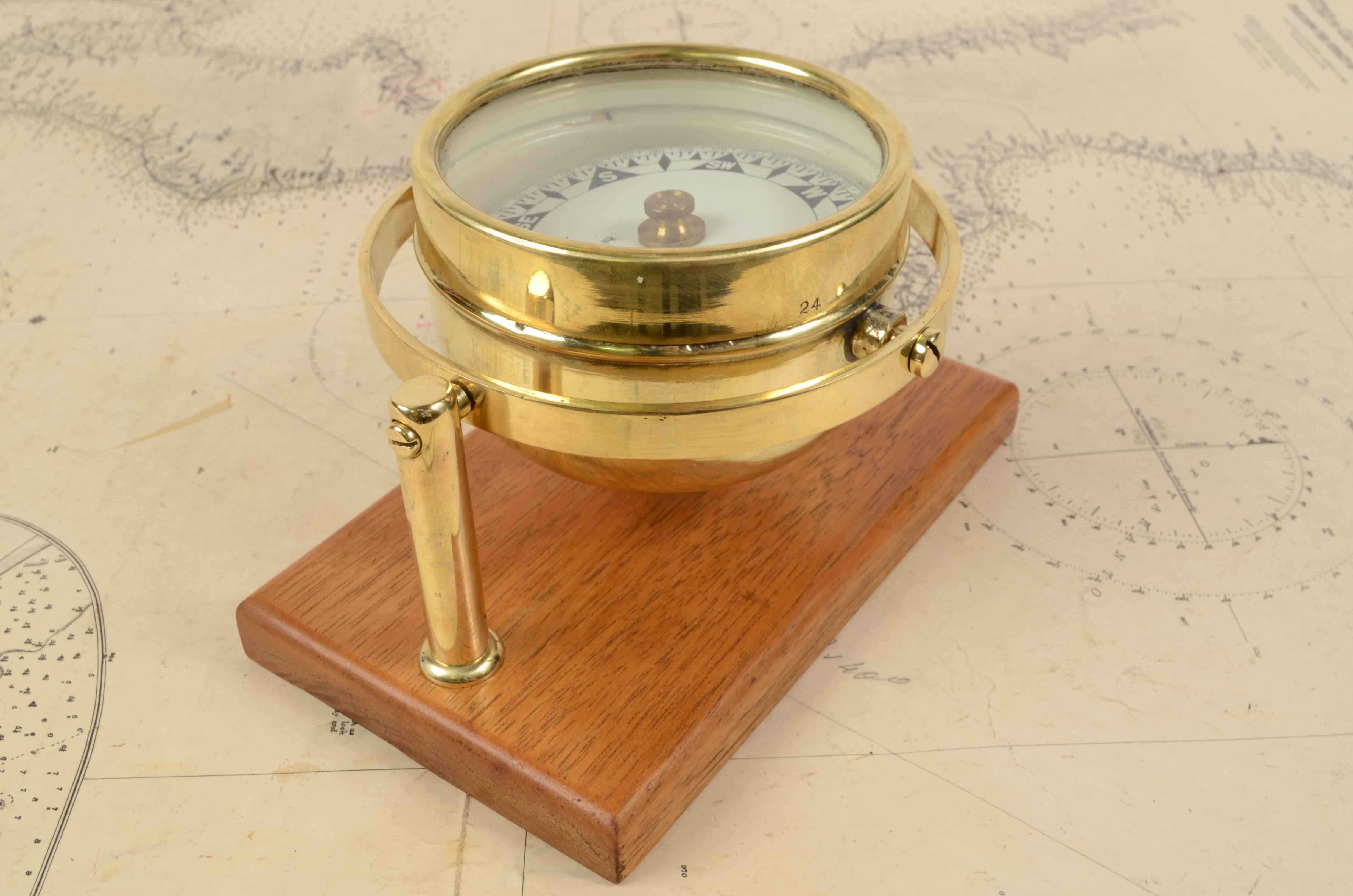 1900s Brass Magnetic Compass Signed Sestrel Antique Maritime Navigation Tool 1