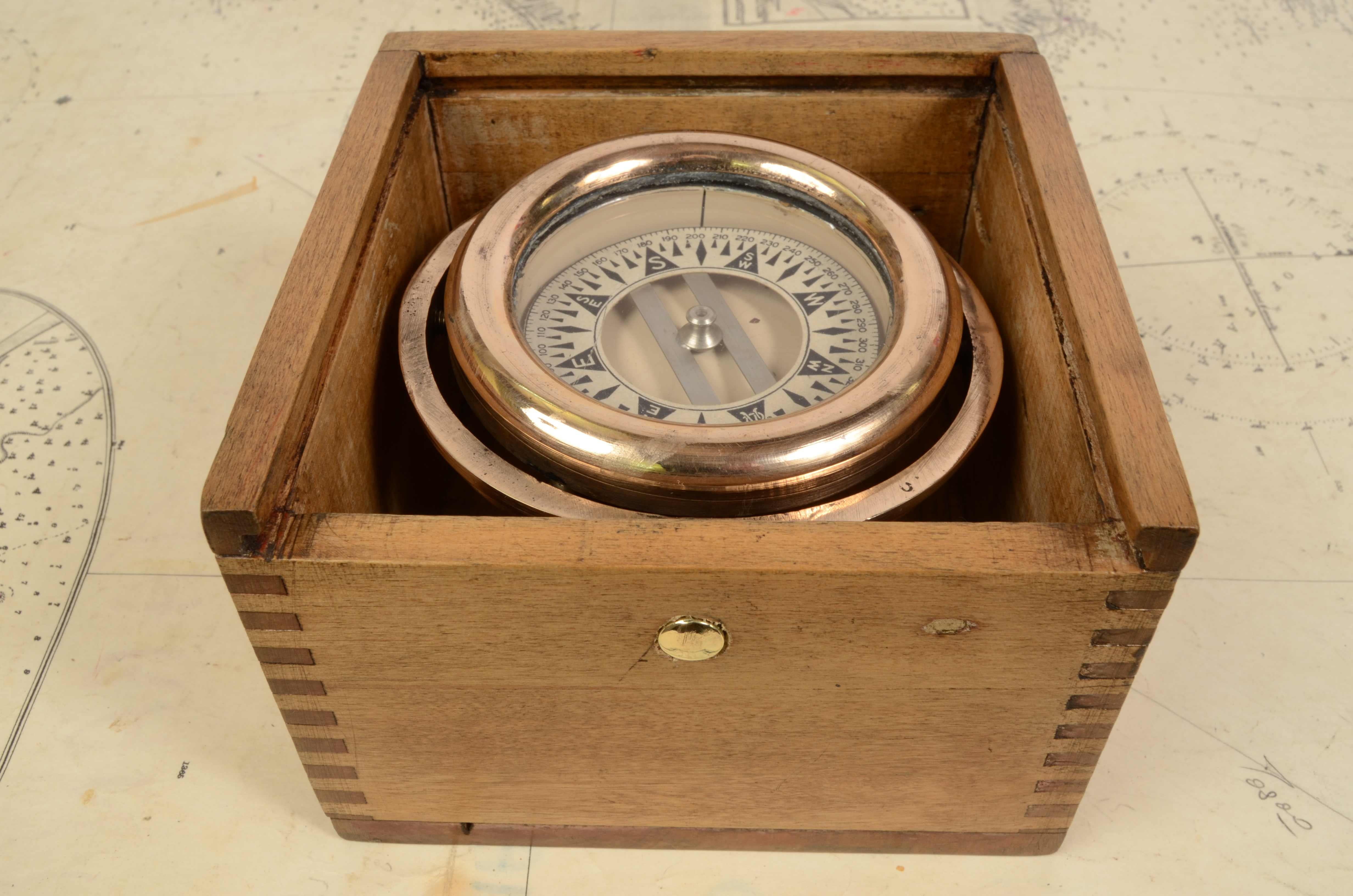 1900s Brass Magnetic Nautical Compass Antique Marine Navigation Instrument 1