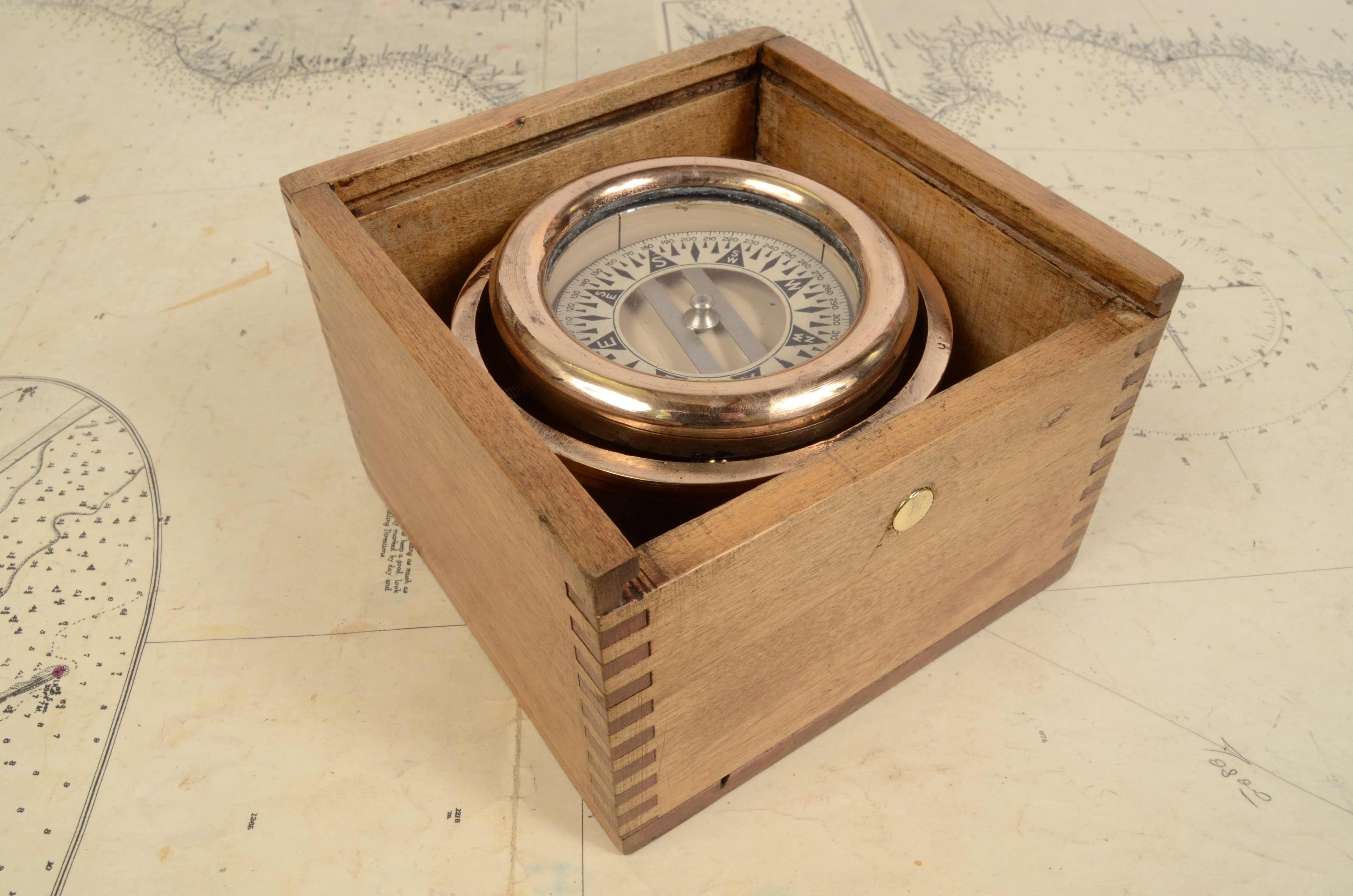 1900s Brass Magnetic Nautical Compass Antique Marine Navigation Instrument 2