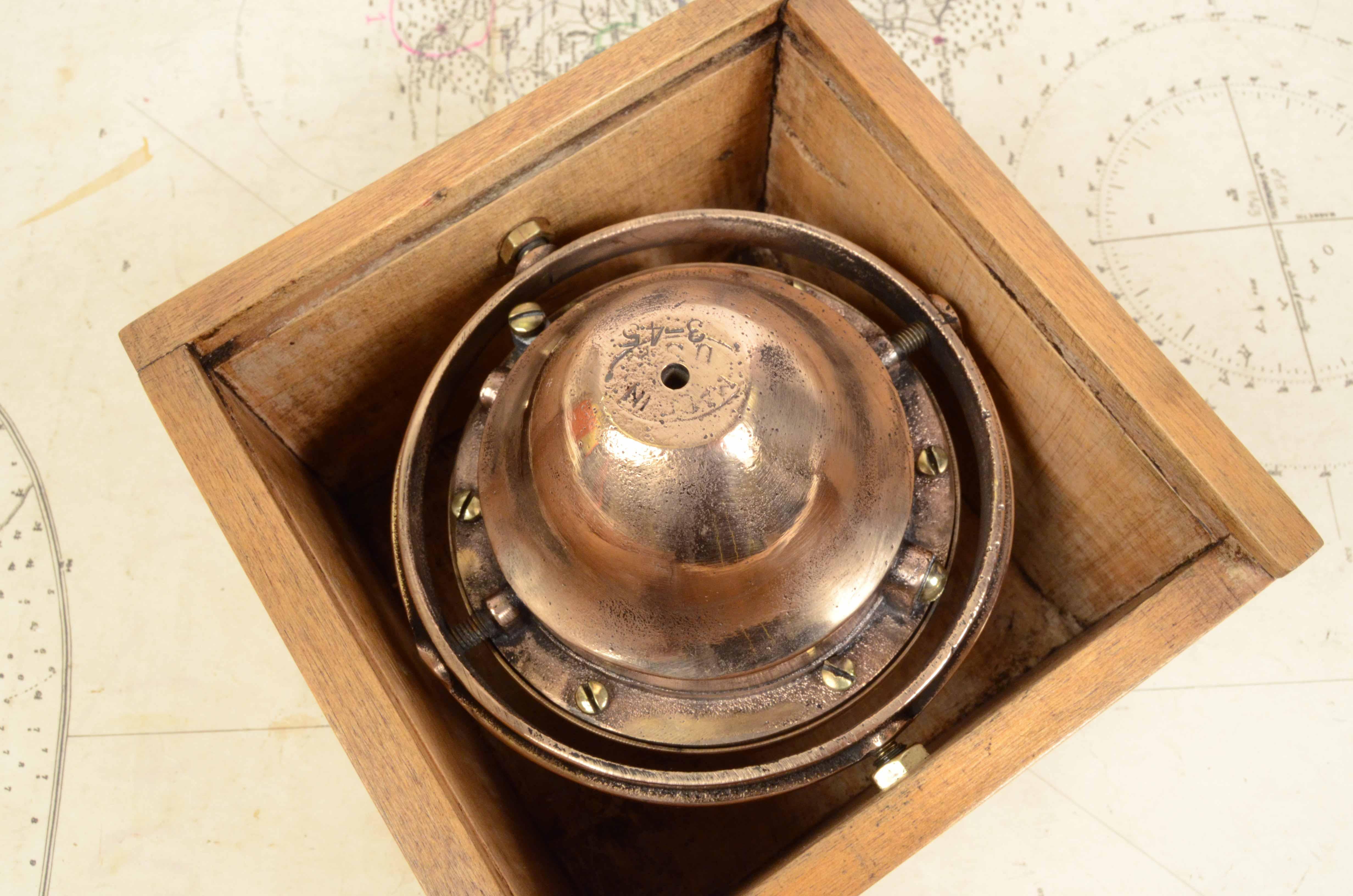 1900s Brass Magnetic Nautical Compass Antique Marine Navigation Instrument 5