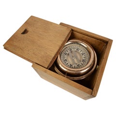 1900s Brass Magnetic Nautical Compass Antique Marine Navigation Instrument