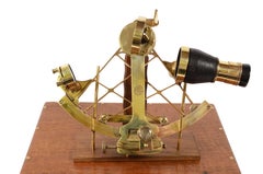 1900s Brass Sextant Signed H. Hughes & Son Antique Maritime Navigation Device