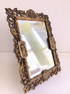 1900s Brass Tabletop Justice Mirror