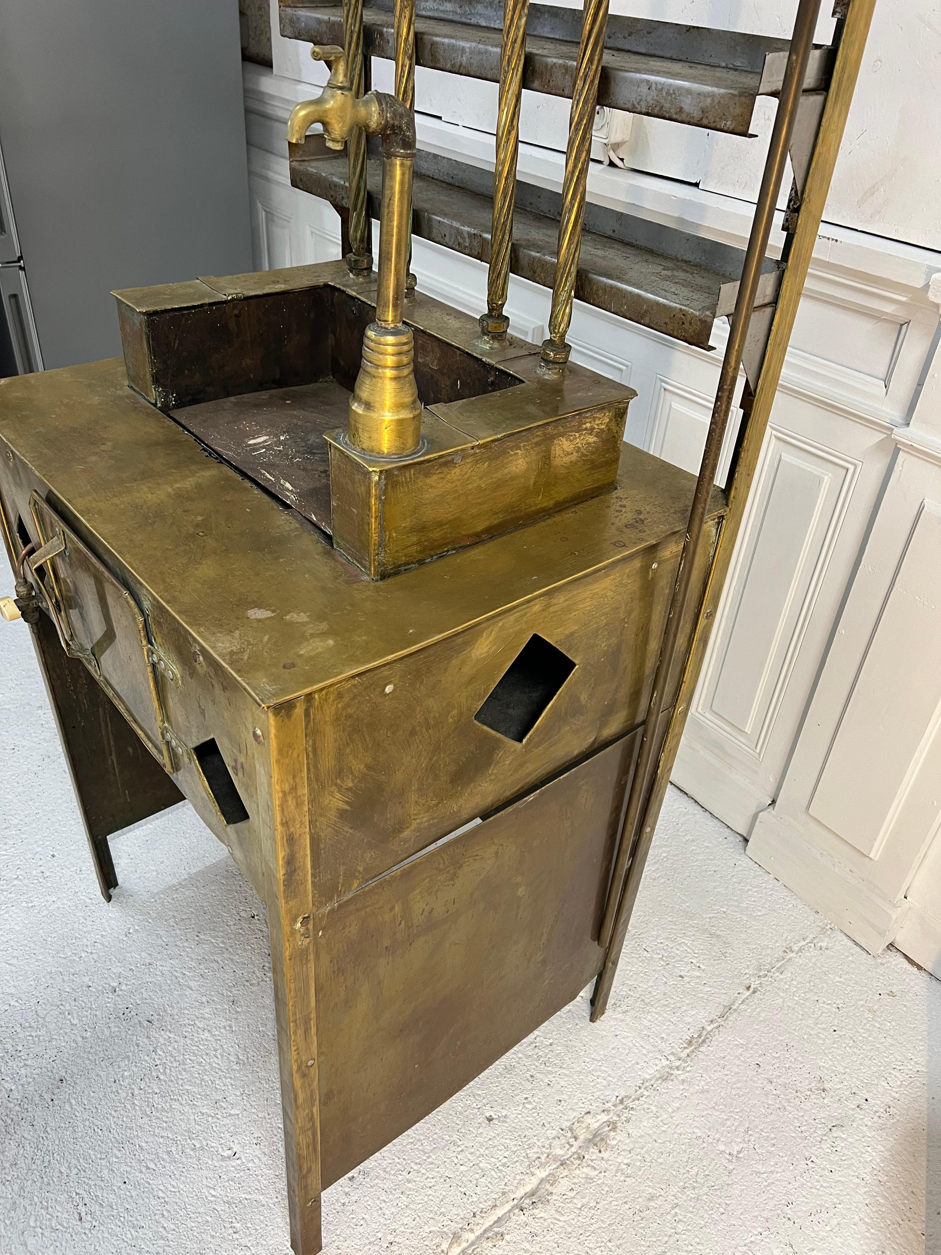 Napoleon III 1900s Brass Tea Cabinet For Sale