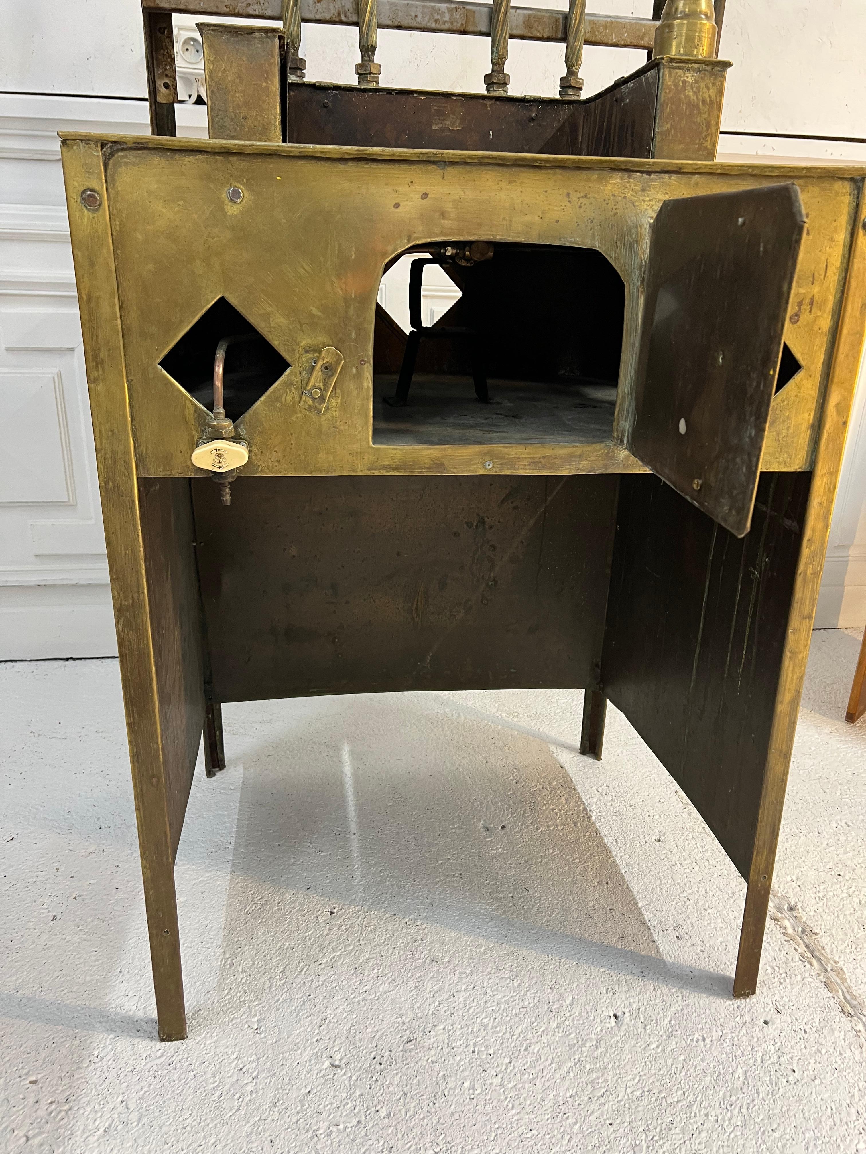 French 1900s Brass Tea Cabinet For Sale