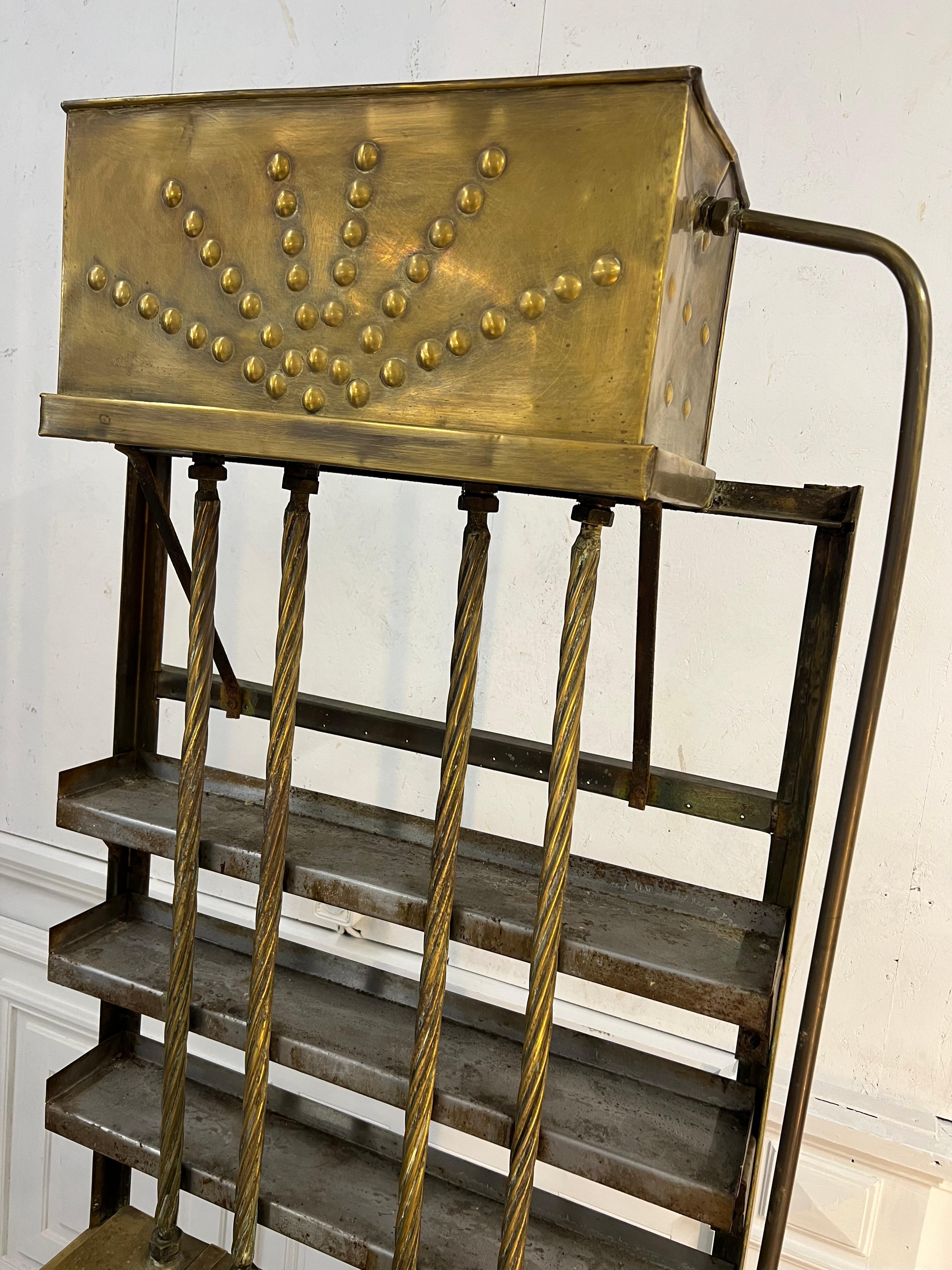 1900s Brass Tea Cabinet For Sale 1