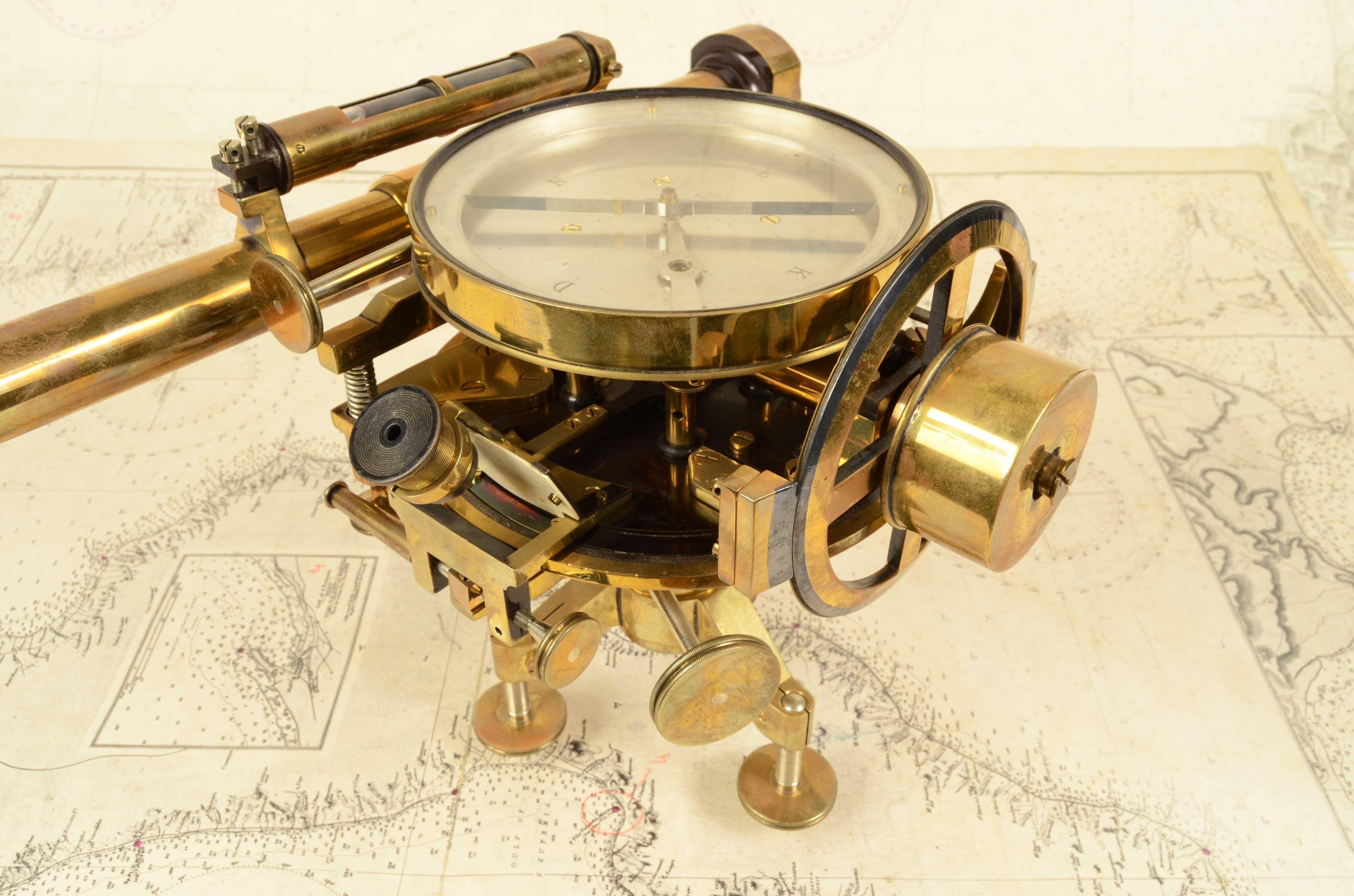 1900s Brass Theodolite Compass And  Eccentric Telescope Signed SUSS Budapepest 2