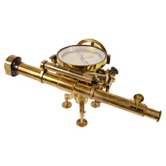 Used 1900s Brass Theodolite Compass And  Eccentric Telescope Signed SUSS Budapepest