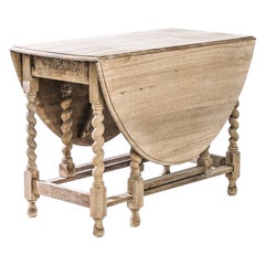 1900s British Bleached Oak Gate Leg Table
