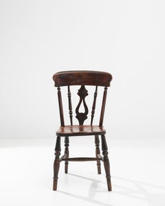 Chaise britannique ancienne à dossier à barres, en bois, style champêtre, vers 1900