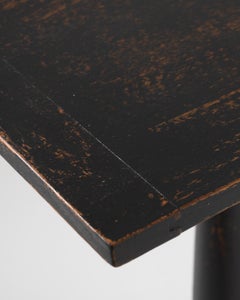 Antique British Side Table, Patinated Wood, Turned Pedestal, 1900s