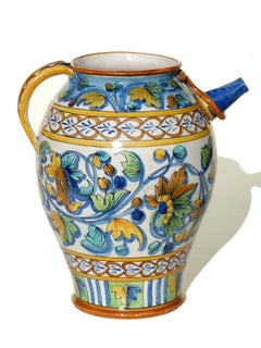 1900s by Egisto Fantechi Renaissance Revival Majolica Jug Pitcher