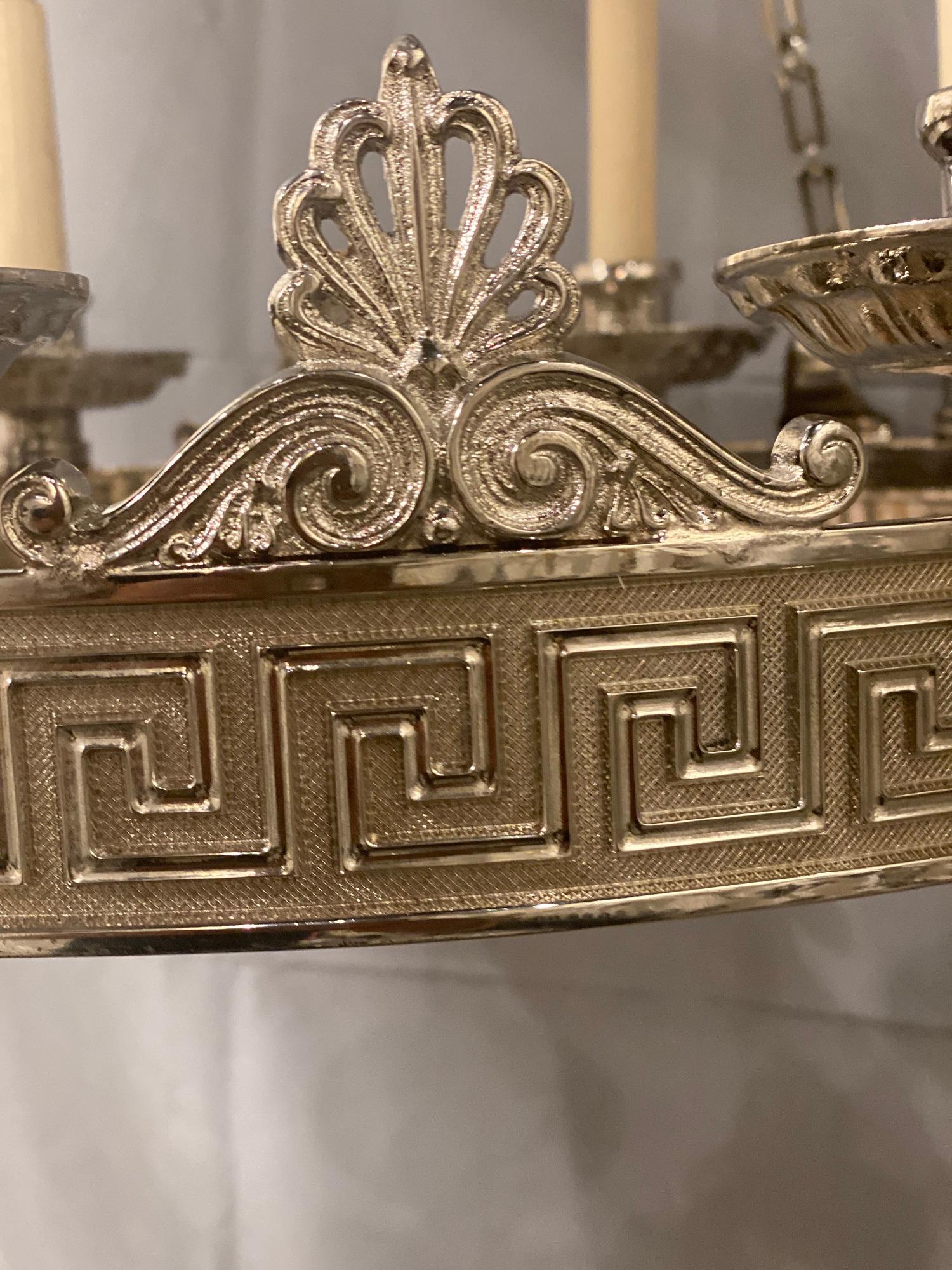 American 1900's Caldwell 8 Lights Chandelier with Greek key  For Sale