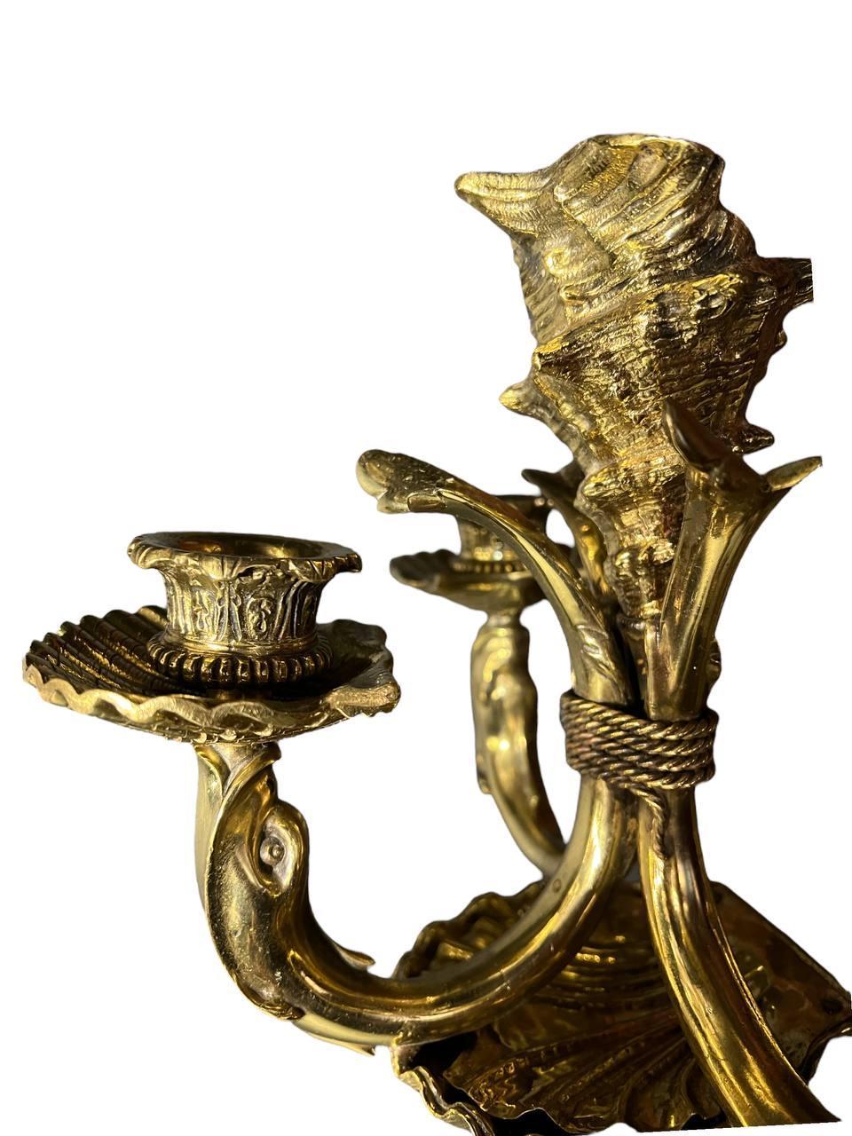 American Classical 1900's Caldwell Bronze Cherub and Dolphins Single Sconce with 4 lights For Sale