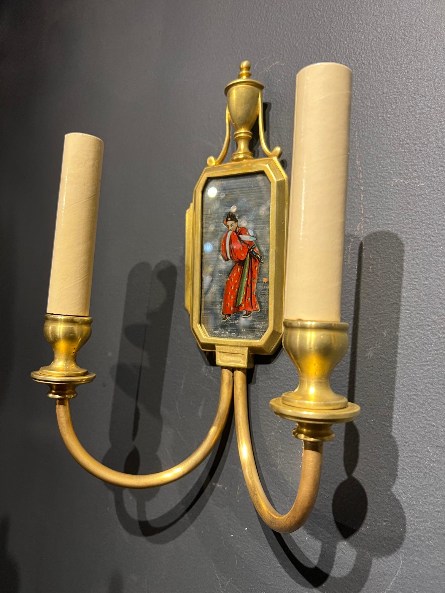 American 1900's Caldwell Mirror Chinoiserie sconces  For Sale