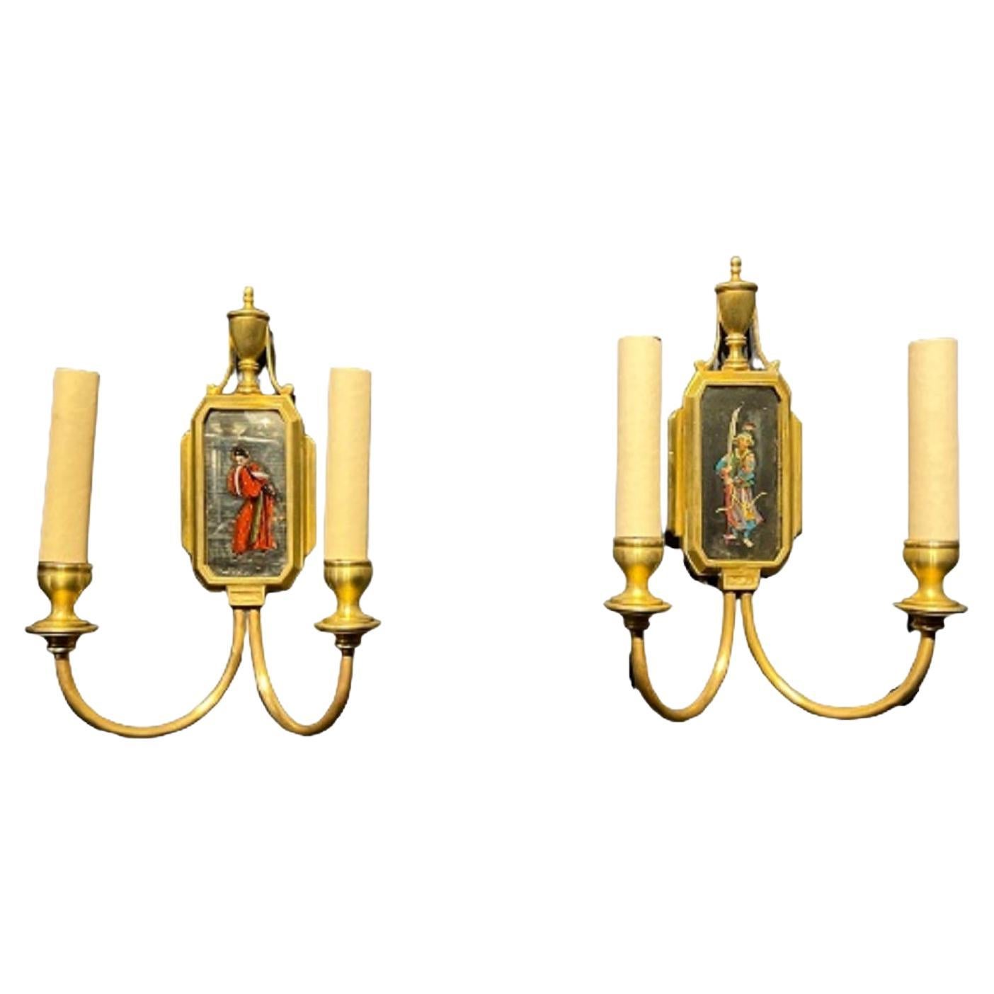 1900's Caldwell Mirror Chinoiserie sconces  For Sale