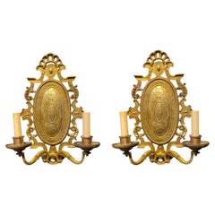 Apliques de bronce dorado grabado Caldwell de 1900