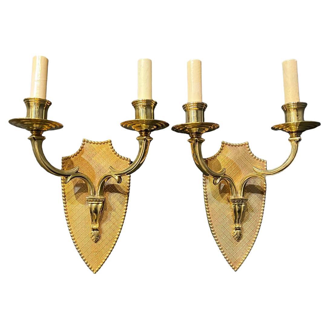 1900's Caldwell Gilt Bronze Engraved Sconces with 2 lights