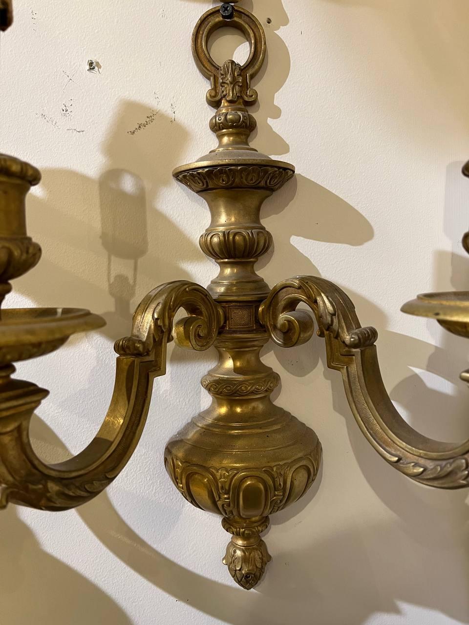 American Classical 1900's Caldwell Gilt Bronze Sconces For Sale