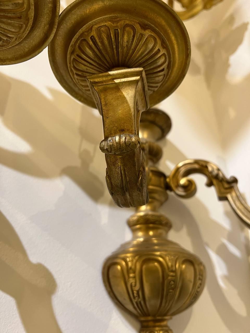 1900's Caldwell Gilt Bronze Sconces In Good Condition For Sale In New York, NY